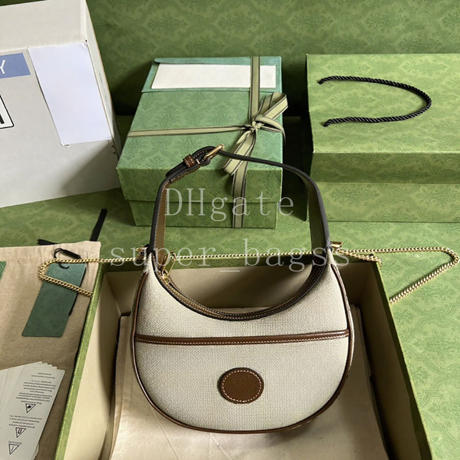 Hobo Bag Mirror quality handbag 22CM shoulder bag canvas genuine leather Luxury designer bag Chain Bag with box 25G726843A