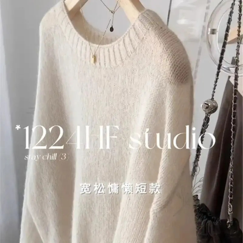 Limiguyue Gentle Loose Wool Sweater Women Elastic Hem Mohair Knit Pullover Versatile Lantern Sleeve Knitwears Spring Autumn F722 250731