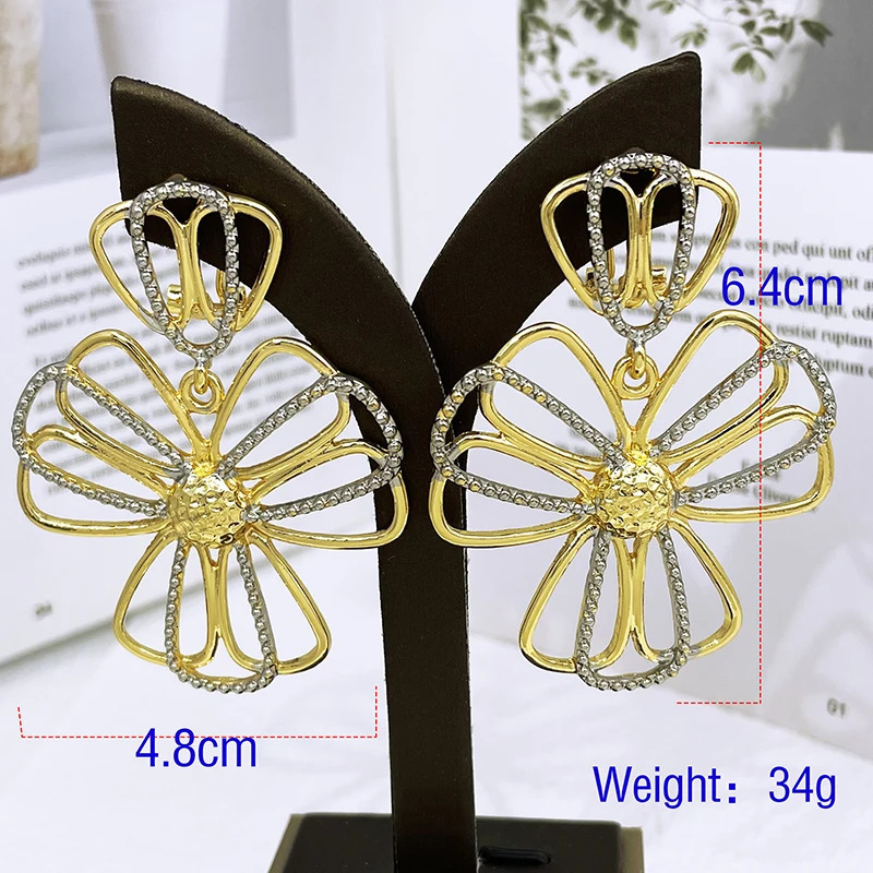 Earrings For Women Gold Color Quality Drop Earrings 18K Gold Plated Fashion Jewelry Wedding Party Accessories Gift Trending 250730