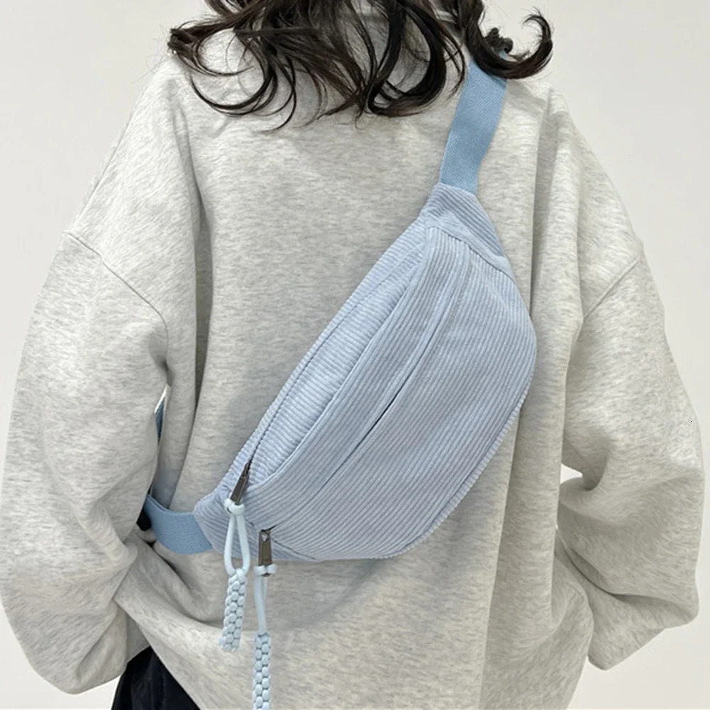 Corduroy Chest Bag for Women Banana Shoulder Bag Winter Cross Body Hobo Dumpling Waist Bag Fanny Pack Handbags Purse Womens Bag 250731