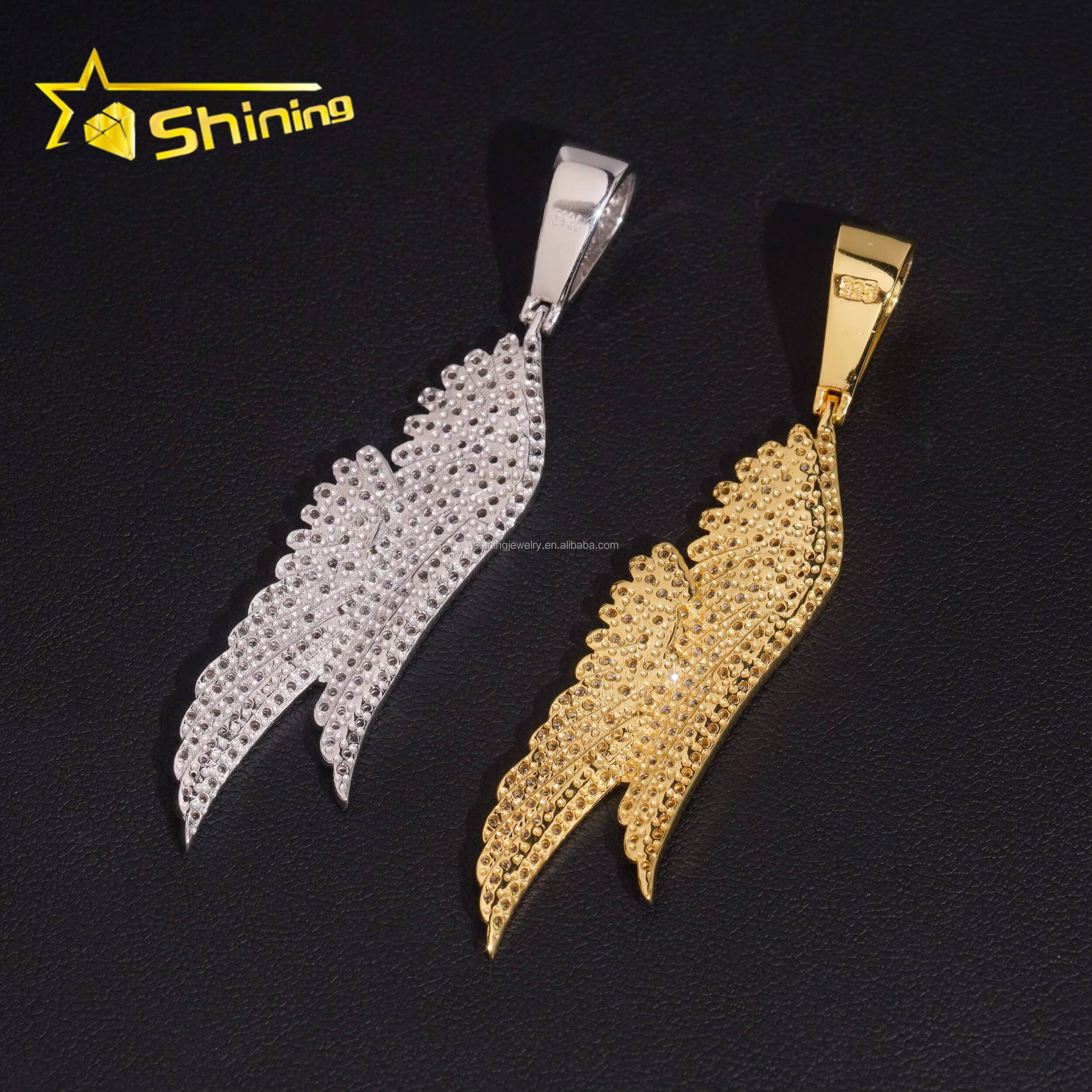 Popular Fashion Man Style Religious Jewelry Iced Out Vvs Moissanite Wings Pendants 925 Sterling Silver With GRA Certificate