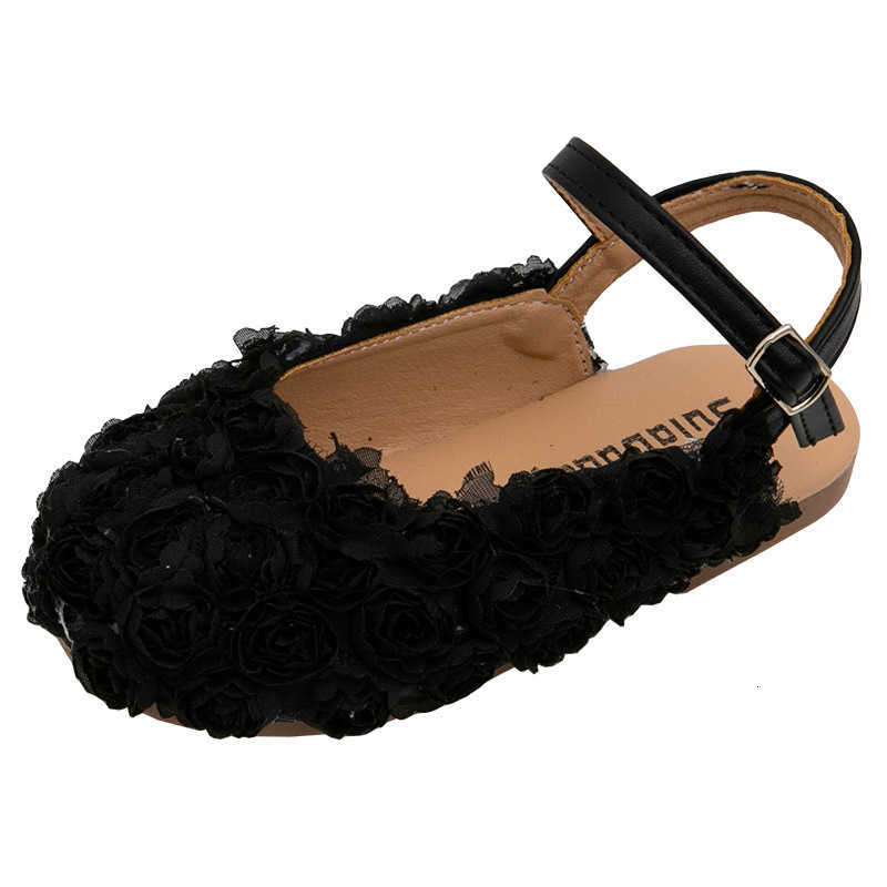 Sandals Fashion Girls' Flower Sandals 2024 Summer Korean Style Princess Elegant Half-Wrapped Lady Single Shoes for Toddlers and Young Girls Perfo