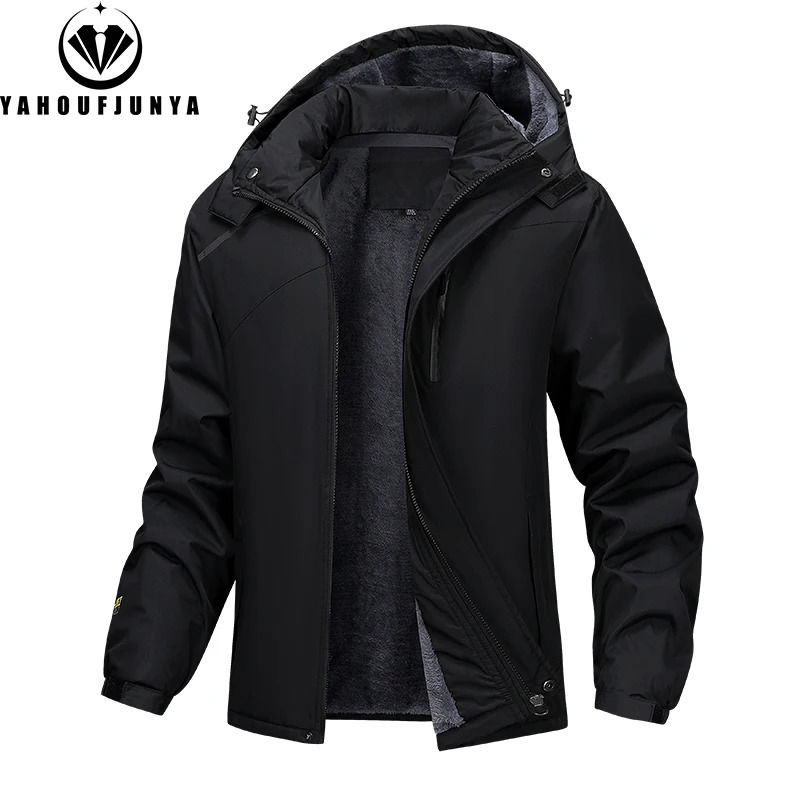 Winter Men Outdoor Windbreak Camping Skiing Jacket Hiking Removable Hooded Plus Thick Warm Comfortable Coat Male 7XL 250729