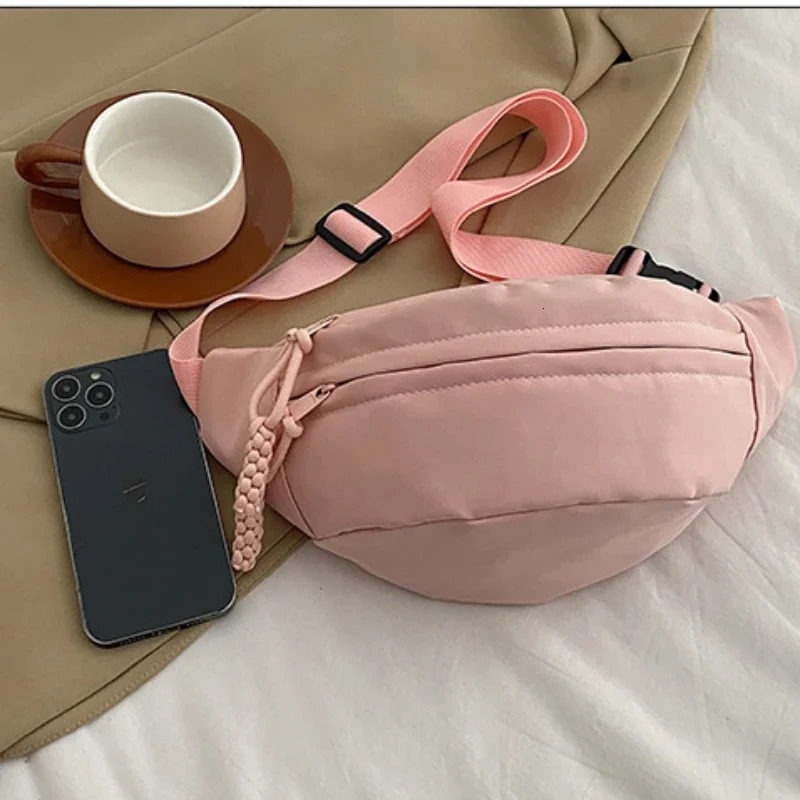 Womens Chest Bag Crossbody Waist Canvas Running Waist Bag Casual Sports Half Moon Waist Bag 250731