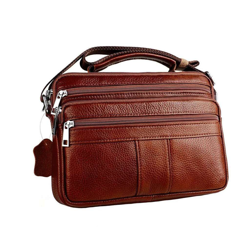 Fashion Shoulder Genuine Leather Handbag Business Multifunctional Briefcase Travel Men's Crossbody Bag Men