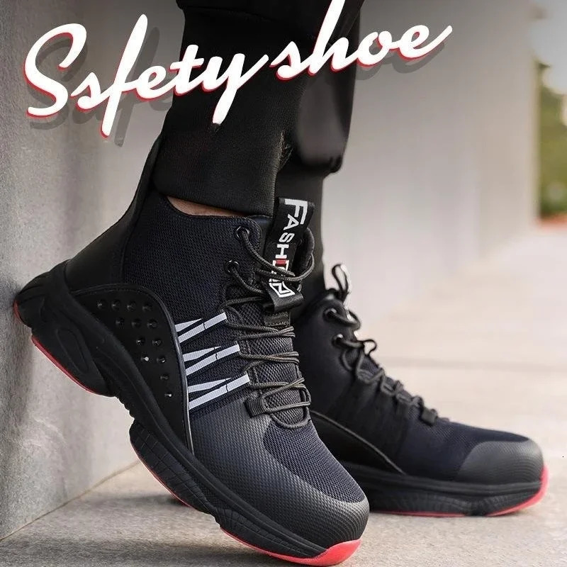 Mens Safety Shoes Steel Toe Safety Work Boots Men Women High top Work Shoes Men Puncture Proof Durable Indestructible Footwear 250731
