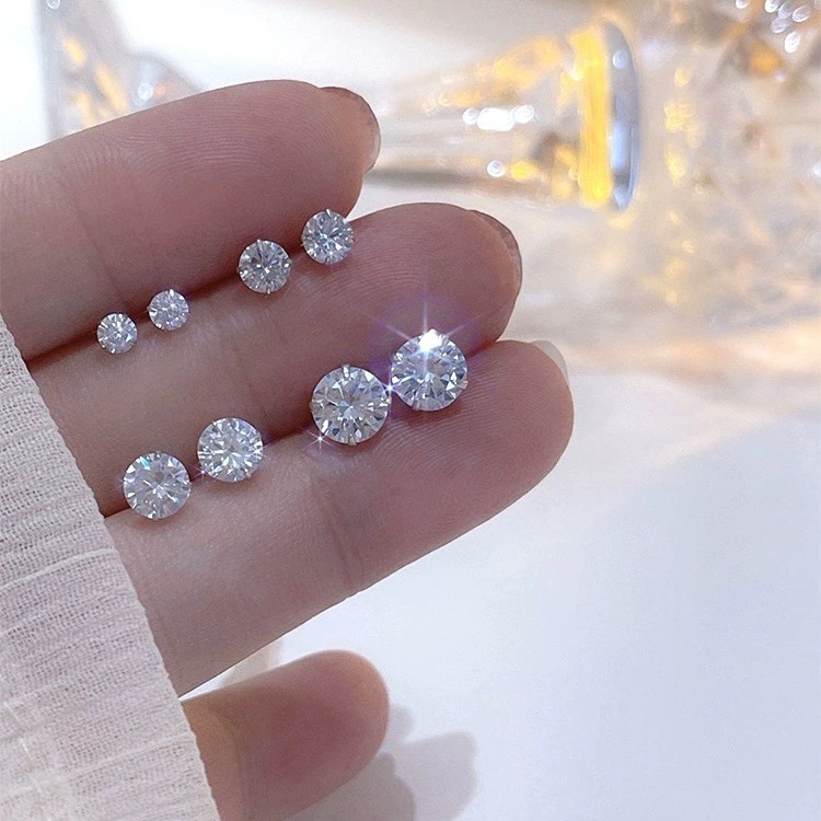 2025 Choucong Ins Top Sell Stud Earrings Simple Fashion Jewelry 999 Sterling Silver Round Cut Lab Moissanite Diamond Screw Women Wedding Earring Gift