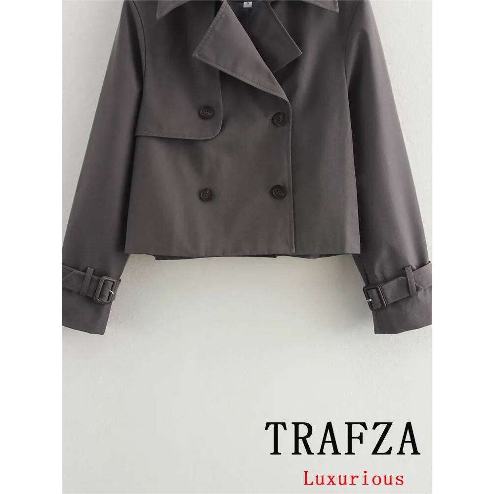 hoodie Vintage Casual Chic Women Jackets Solid Double Breasted Turn-down Collar Long Sleeve Short Fashion Autumn Coat jacket2131