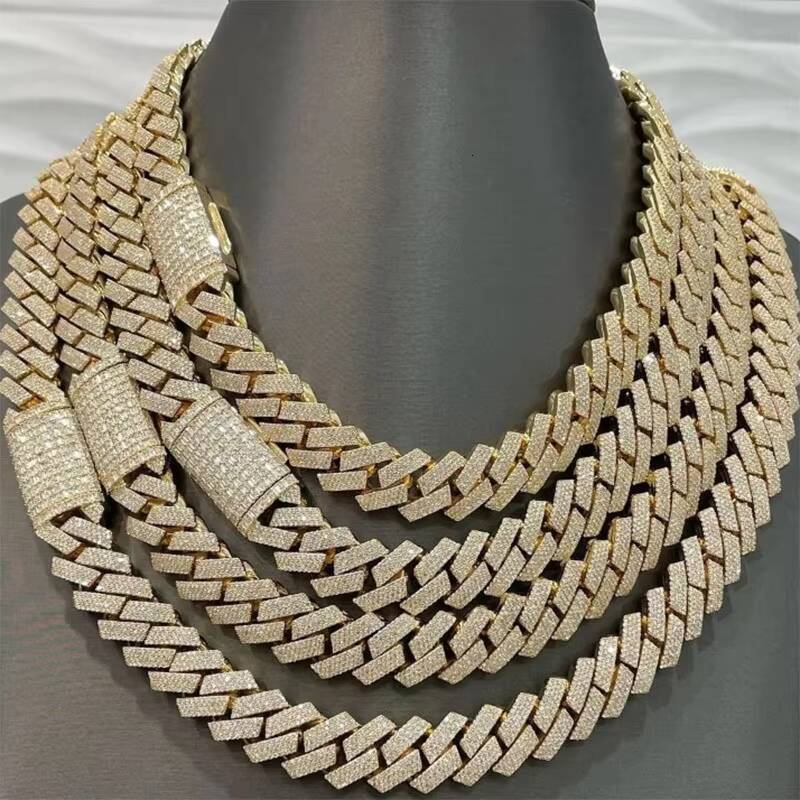 Hot Sale 925 Sterling Silver Vvs1 Moissanite Diamond Iced Out Cuban Link Chain for Men