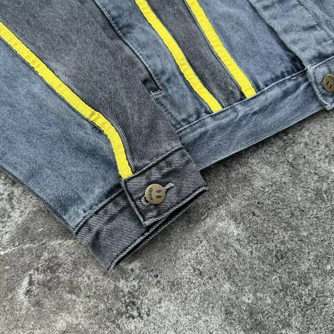 DREW HOUSE autumn and winter designer American Outside the denim with black and blue patchwork embroidered letters