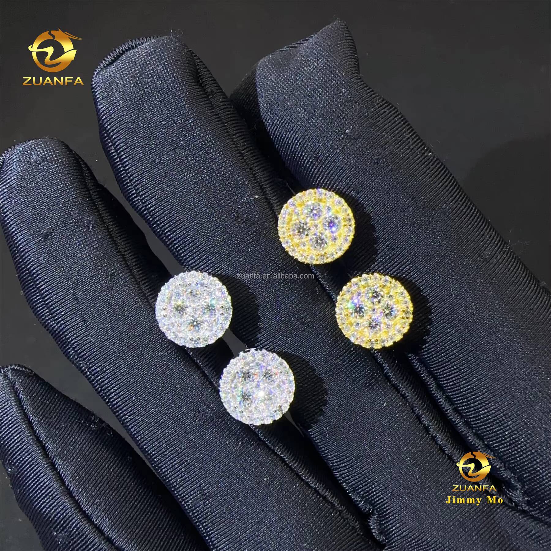 Best Selling Fashion Style Drop Shining Hip Hop Style 925 Silver Iced Out VVS1 Moissanite Diamond Stud Earrings Man Gift