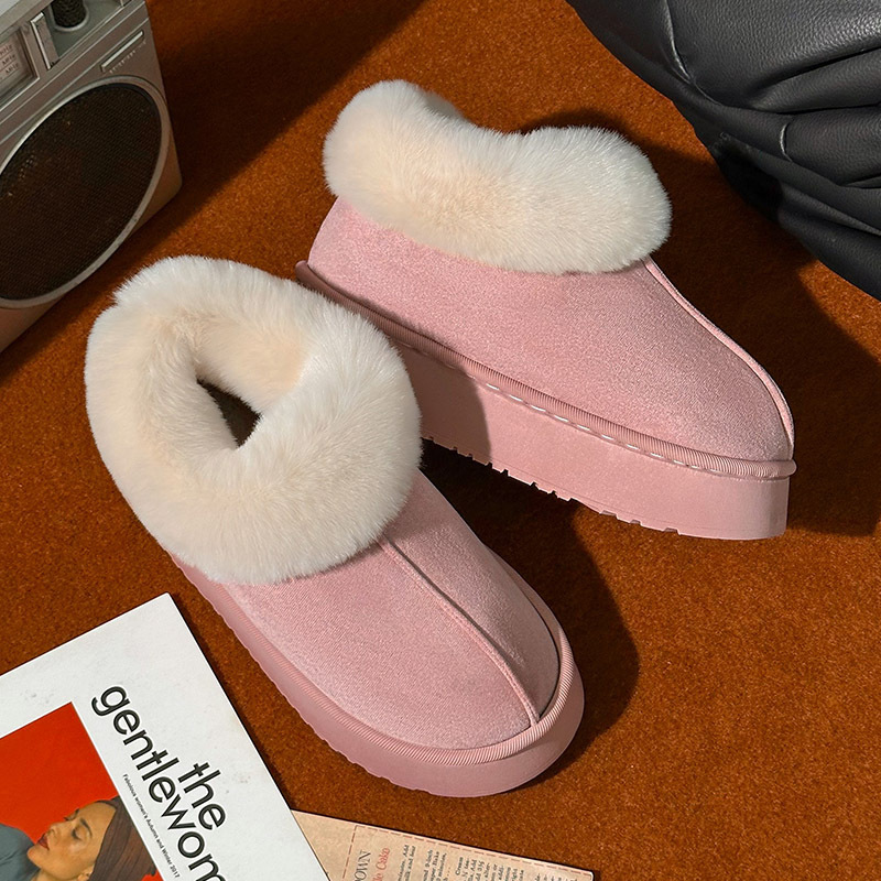 free shipping designer versatile autumn winter plush warm thick-soled solid color couple's comfortable cotton shoes for both men and women with e