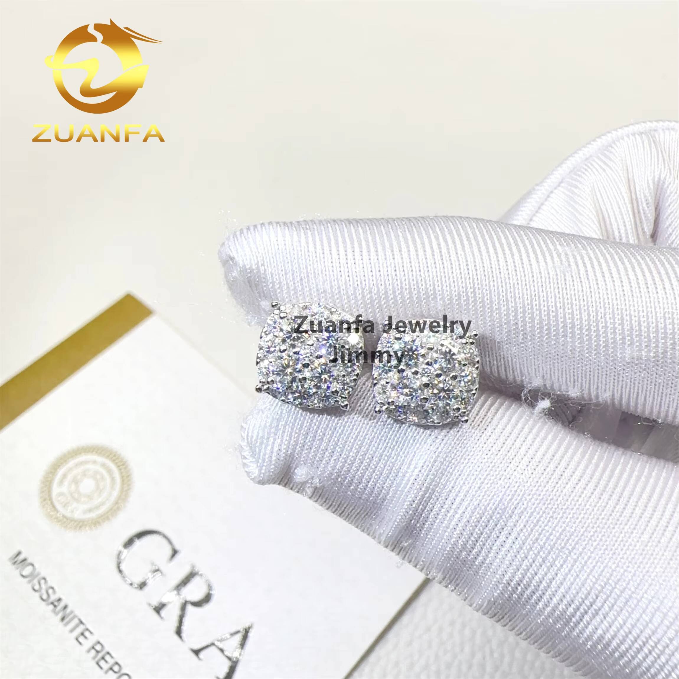 Fashion Earrings Jewelry Pass Diamond Tester Iced Out 925 Silver Flawless Moissanite Diamond Hip Hop Stud Earrings Man