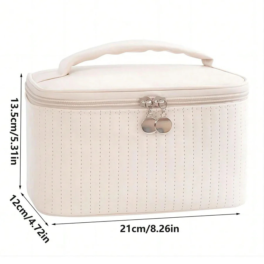 Makeup Bags for Women Travel Toiletry Cute Cases Bag Portable Solid Color Makeup Organizer Box Cosmetic Bag Neceser PU Leather 250731