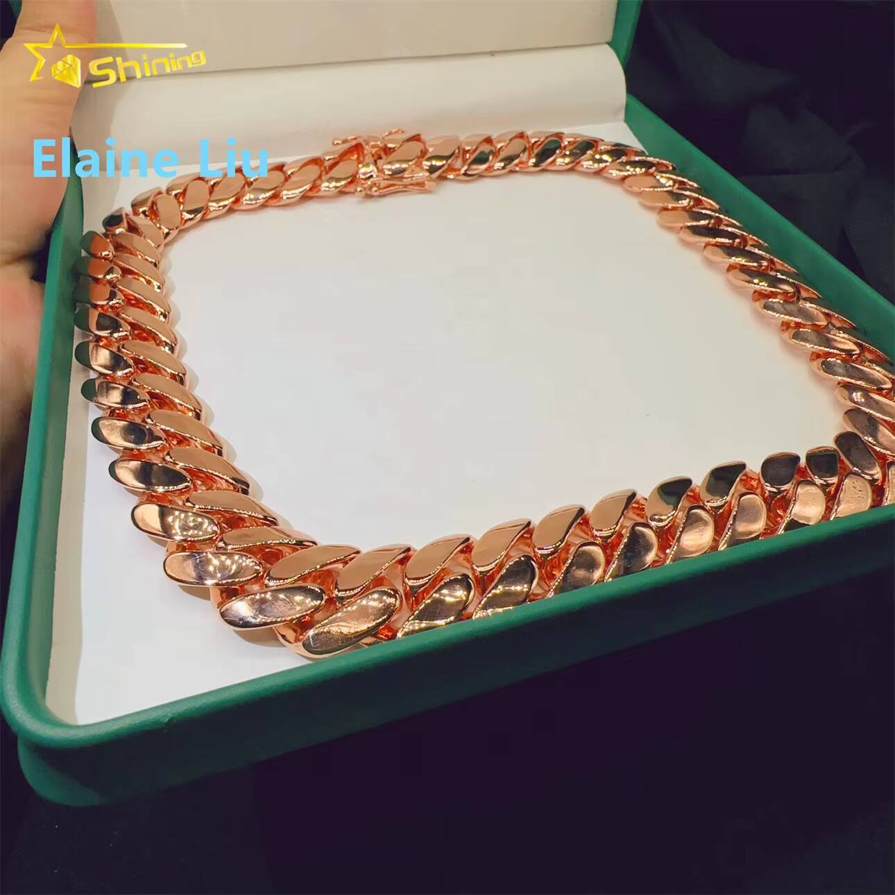 Luxury Fashion Ready Shipping Hip Hop Cuban Link Iced Out Jewelry 925 Sterling Silver Moissanite Cuban Link Chain Necklace