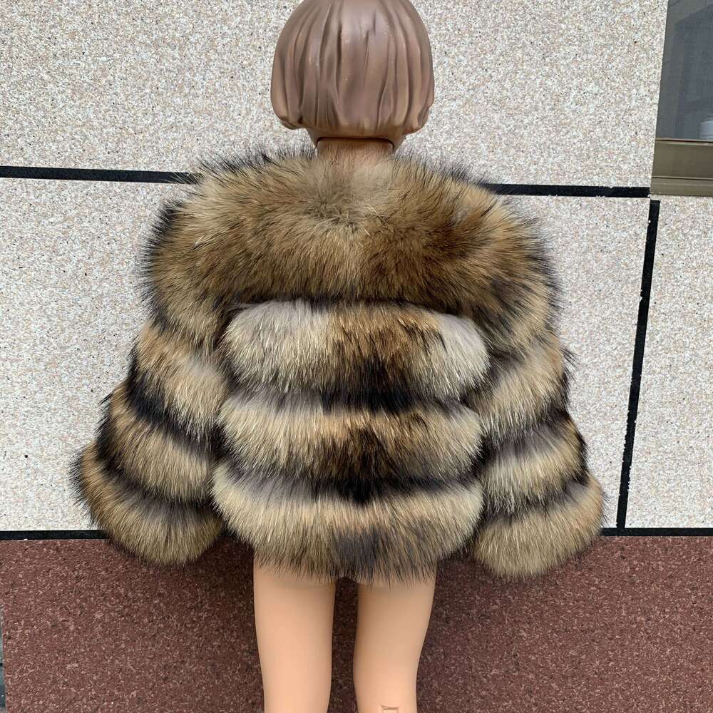 LHXDW Children's fur coat real fox fur childs fur jacket suitable for girls and boys aged 1-13 years old Kids fur jacket universal