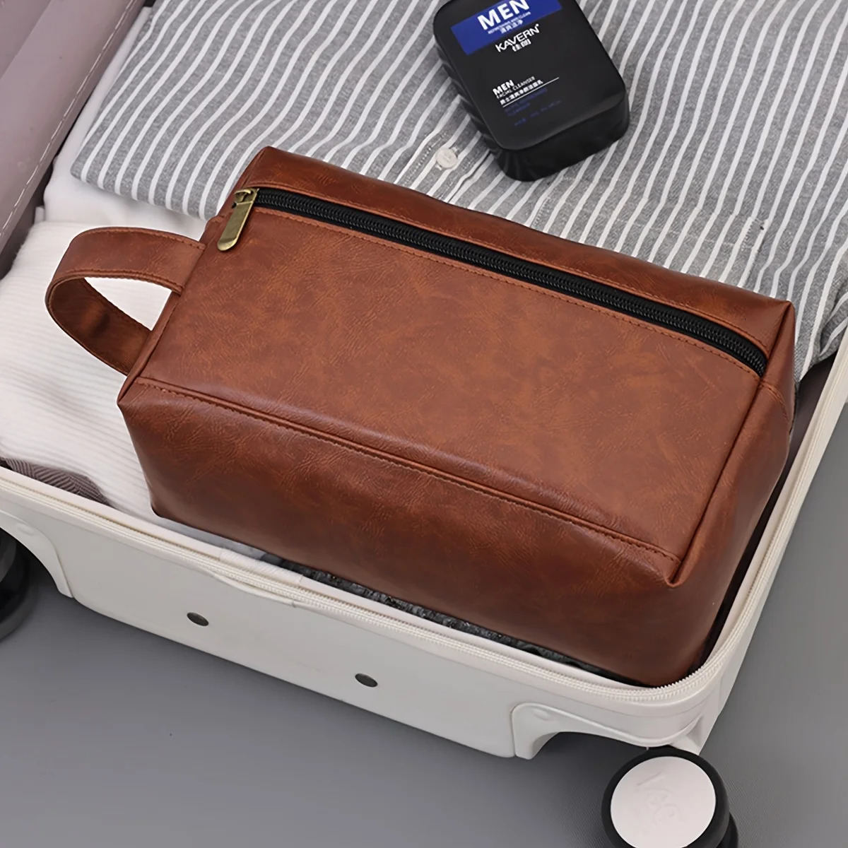 Portable Mens PU Beauty And Cosmetics Storage bags Business Travel Toiletries Organizer Bag Waterproof With Zipper Beauty Bag 250731