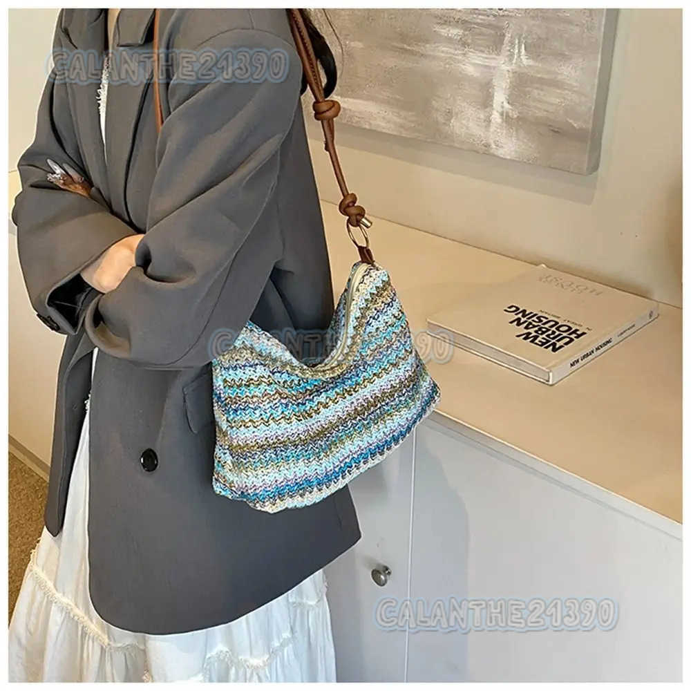 Fashion Women Summer Bohemian Straw Bag Woven Beach Crossbody Bag Shoulder Messenger Bag Girls Handbags Straw Bag Gifts H250801