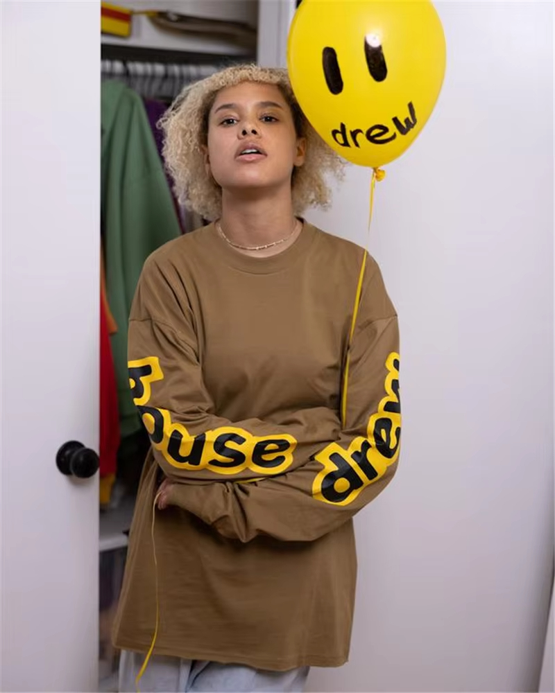 DREW HOUSE Hot Sale MMen's T-Shirts Printing logo T shirt men's and women's Trendy and best-selling new long-sleeved