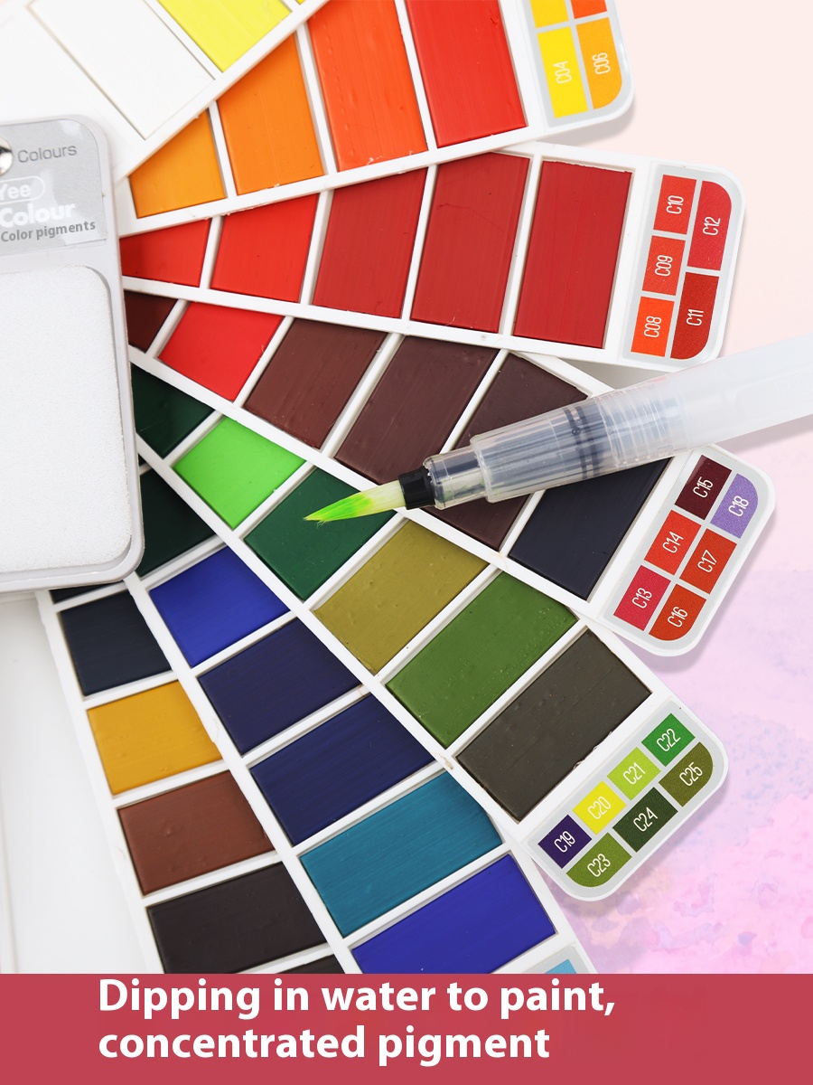 Shupu Folding Fan-shaped Solid Watercolor Paintbrush Set