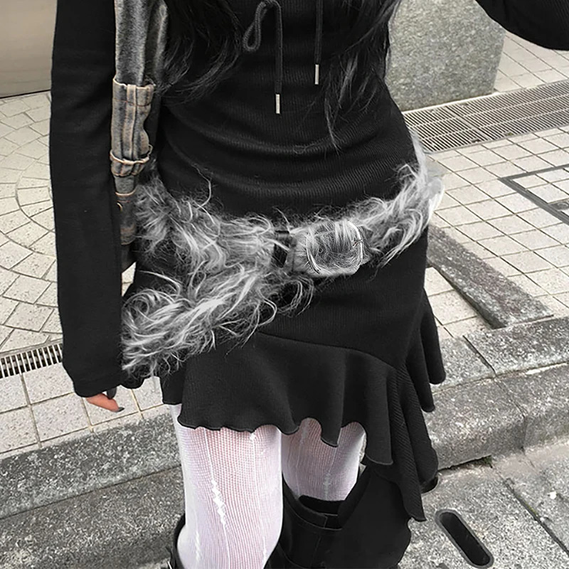 HEYounGIRL Women Faux Fur Leather Pocket Belt Stylish Y2K Adjustable Buckle Belts Fashion Street Style Chic Clothing Decoration 250814