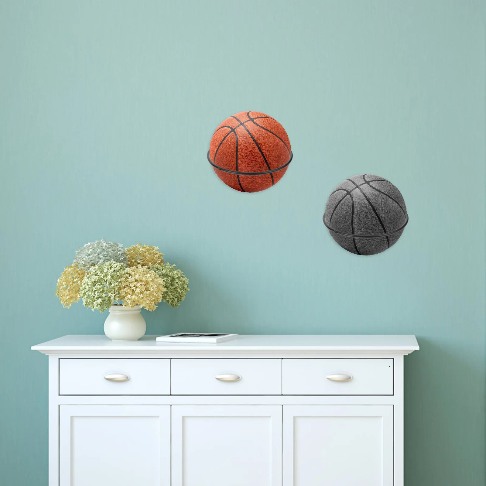 5Pcs Wall Mounted Ball Holders Basketball Storage Rack Soccer Display Shelf Iron Sports Equipment Gym Football Rugby 250729