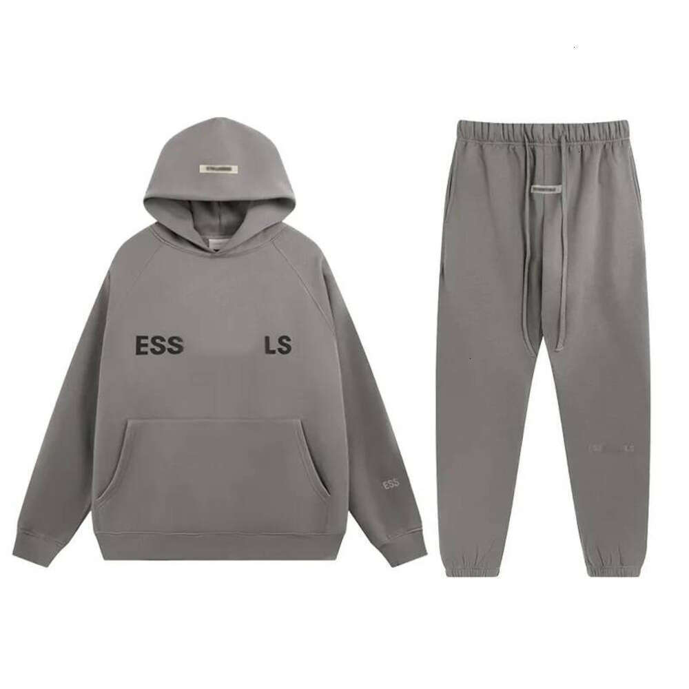 Essentialsasly Hoodie Casual Outdoor Sport Wear Two-Piece Set 3D Silicon Label High Street Skateboard Oversize Designer 1977 Essential Baggy Cotton Tracksuit 0B6