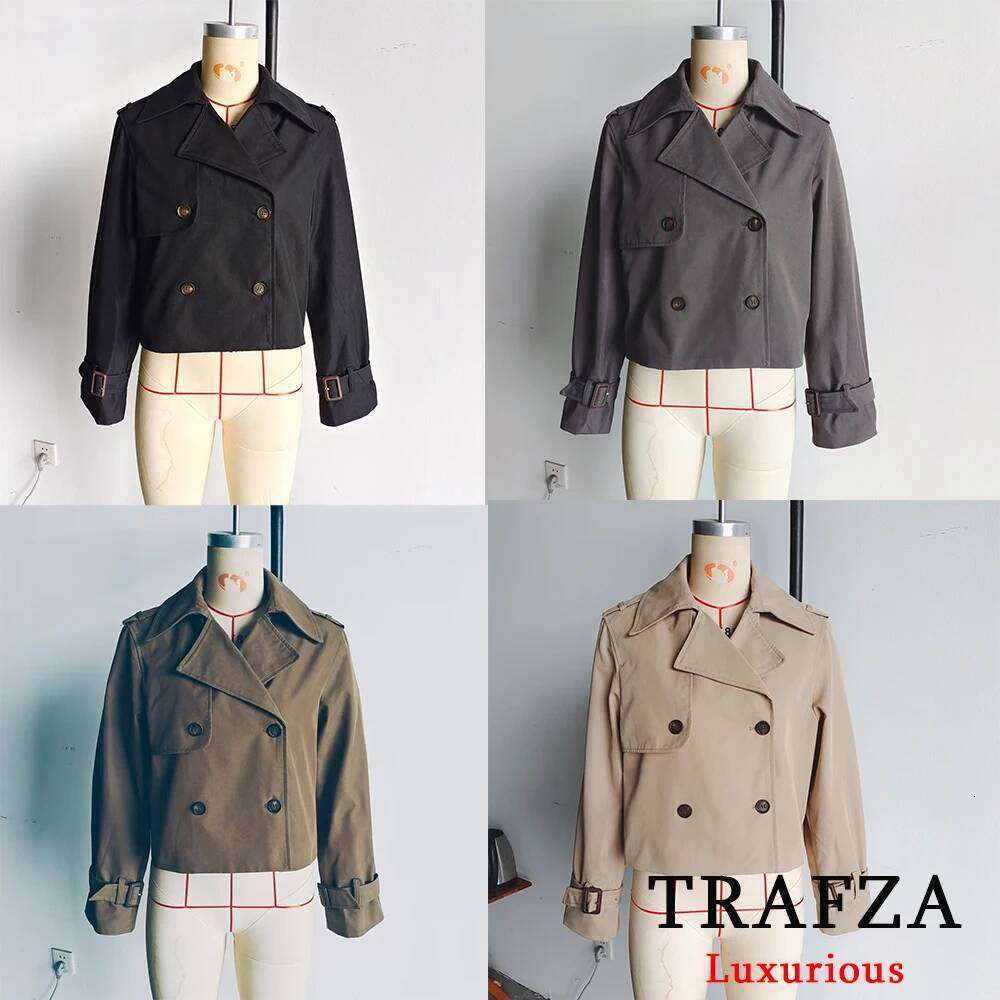 hoodie Vintage Casual Chic Women Jackets Solid Double Breasted Turn-down Collar Long Sleeve Short Fashion Autumn Coat jacket2131