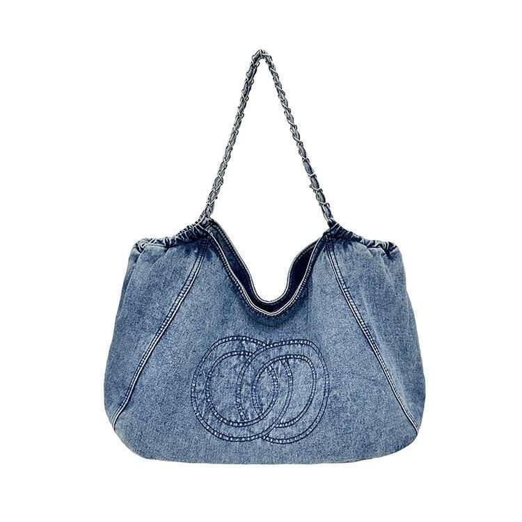 2025 Summer New Vintage Luxury Denim Large Capacity Beach Single Shoulder Travel Bag