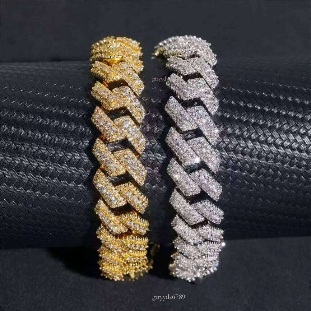 Top-quality morganite necklaceTwo Rows Pass Tester Iced Out Hip Hop VVVS1 Silicon Stone Cuban Chain NecklaceHip hop jewelry bracelet necklace