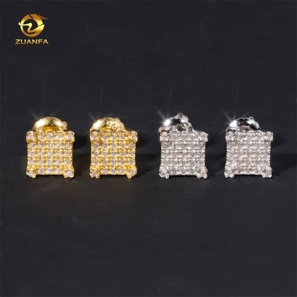 Fine Jewelry High Quality Designer 18k Gold Plated Iced Out 925 Sterling Silver Jewelry Stud Earrings