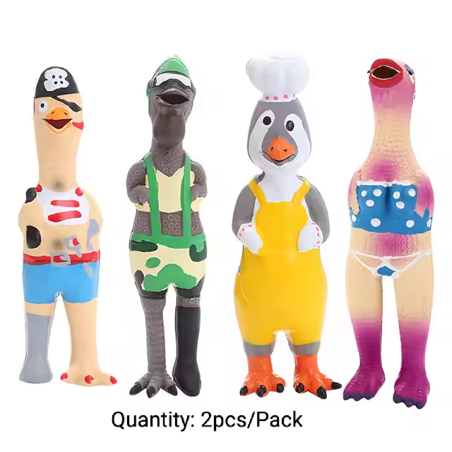 Latex Chicken Squeaky Puppy Toy Interactive Pet Soft Rubber Chewy Toys for Small Medium Large Dogs Latex Screaming Pet Toys 2pcs/Pack