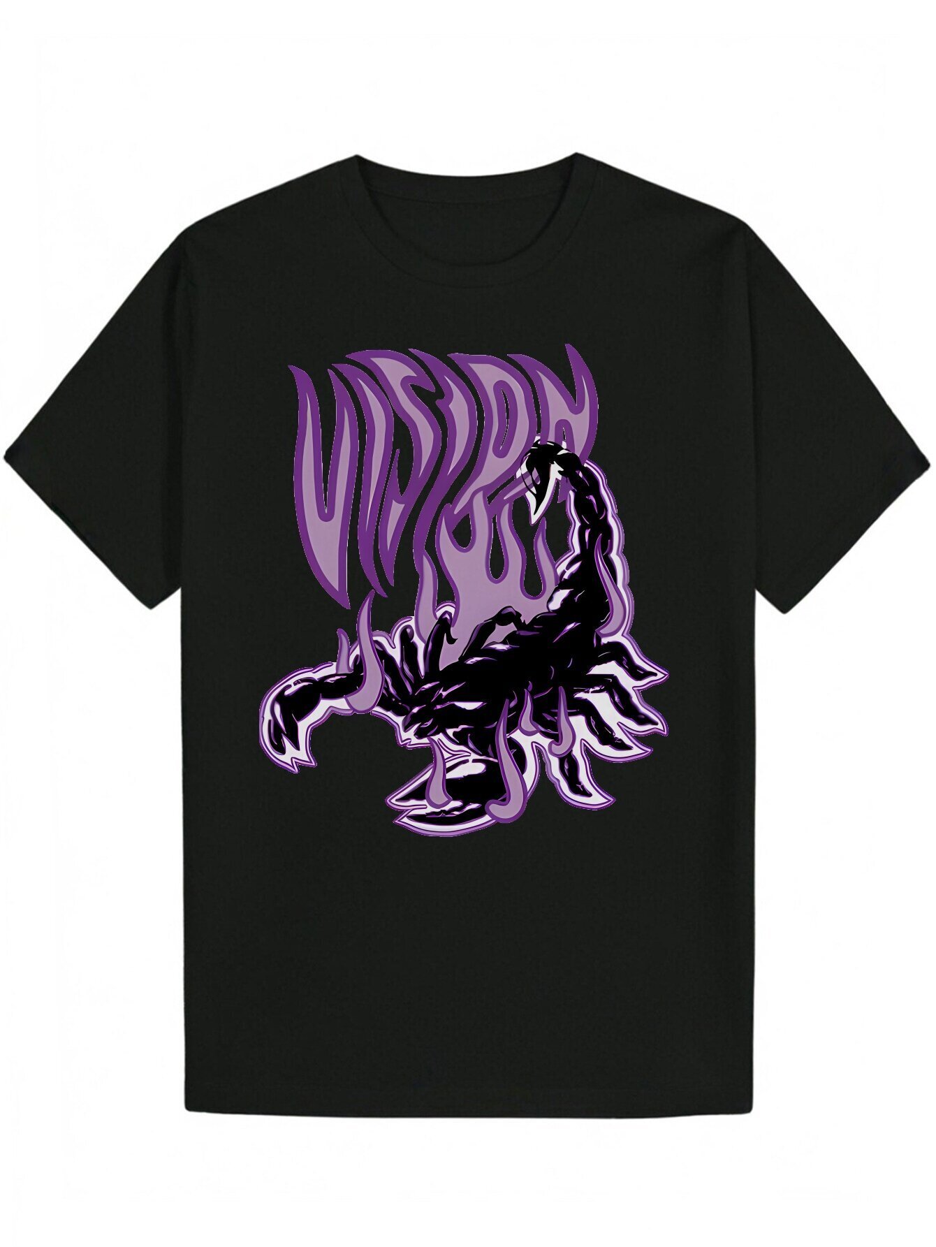 Men's Summer T-Shirt, Dragon and Flame Design - Black Crew Neck, Regular Fit, Casual T-Shirt Pattern T-shirt | Polyester fabric