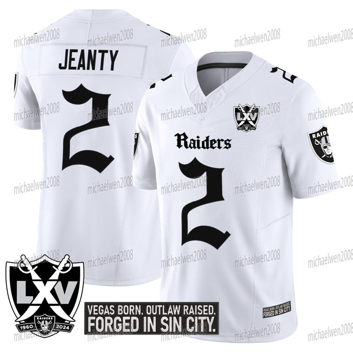 Raiderss 2025 GOTHIC EDITION Football Jersey Asthon Jeanty Brock Bowers Maxx Crosby Carter Bradley Jackson Custom