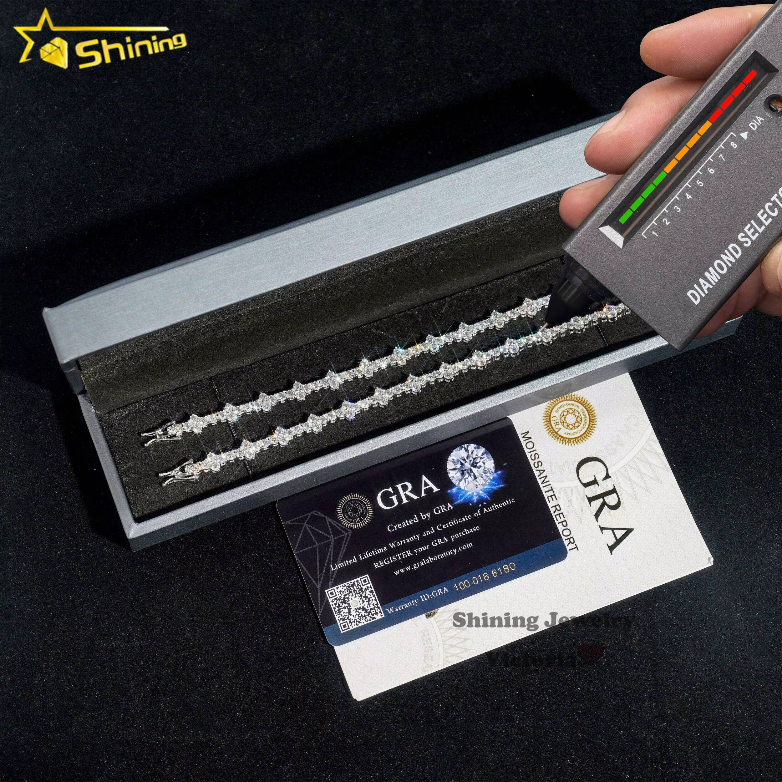 Wholesale Price 925 Sterling Silver Diamond Bracelet 3mm Hip Hop Style VVS Moissanite Cross Tennis Bracelet