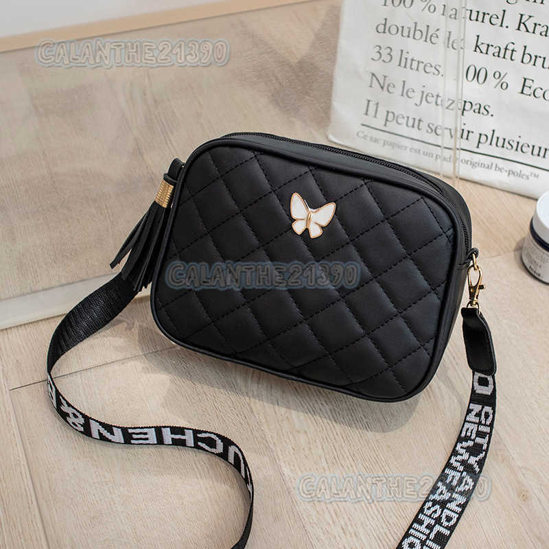 Womens Bag New Casual Quilted Embroidered Butterfly Decor Single Shoulder Bag Tassel Strap Printed Crossbody Small Square Bag H250801