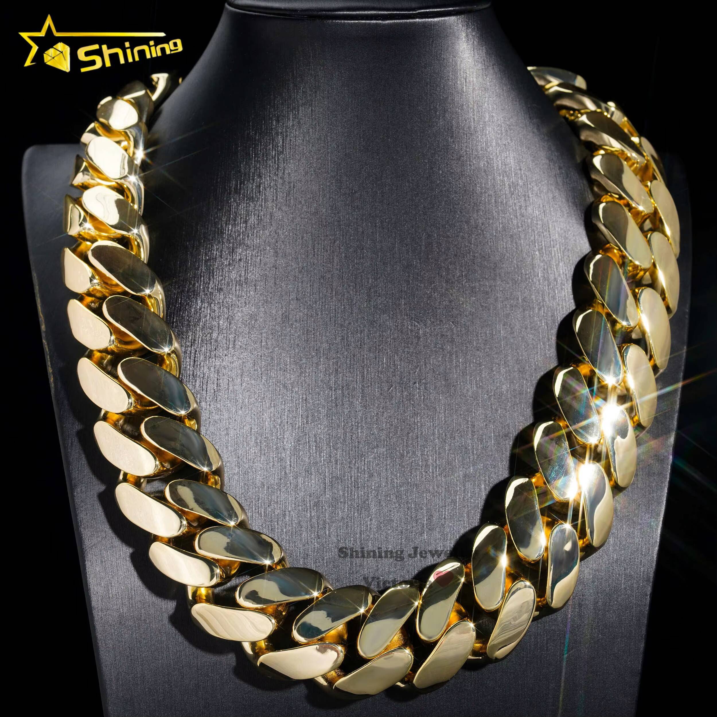 Hip Hop Jewelry Fashion Luxury and Heavy Necklace Super Big Cuban Necklace 18K Gold Plated Cuban Link Chain Miami Cuban Link