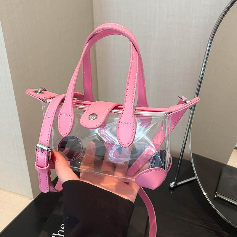 Fashion Women's Transparent Jelly Bag Mini Handbag Free Shipping Designer PVC Phone Bag New Korean Version Single Shoulder Crossbody Bag