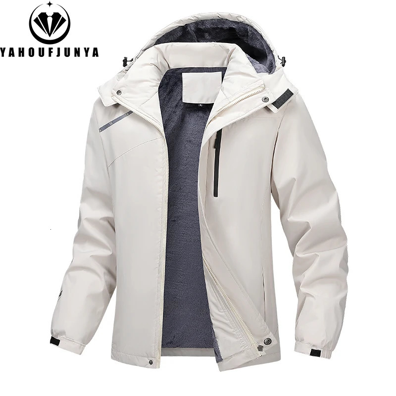 Winter Men Outdoor Windbreak Camping Skiing Jacket Hiking Removable Hooded Plus Thick Warm Comfortable Coat Male 7XL 250729