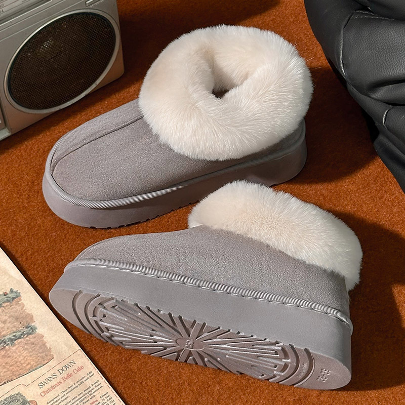 free shipping designer versatile autumn winter plush warm thick-soled solid color couple's comfortable cotton shoes for both men and women with e