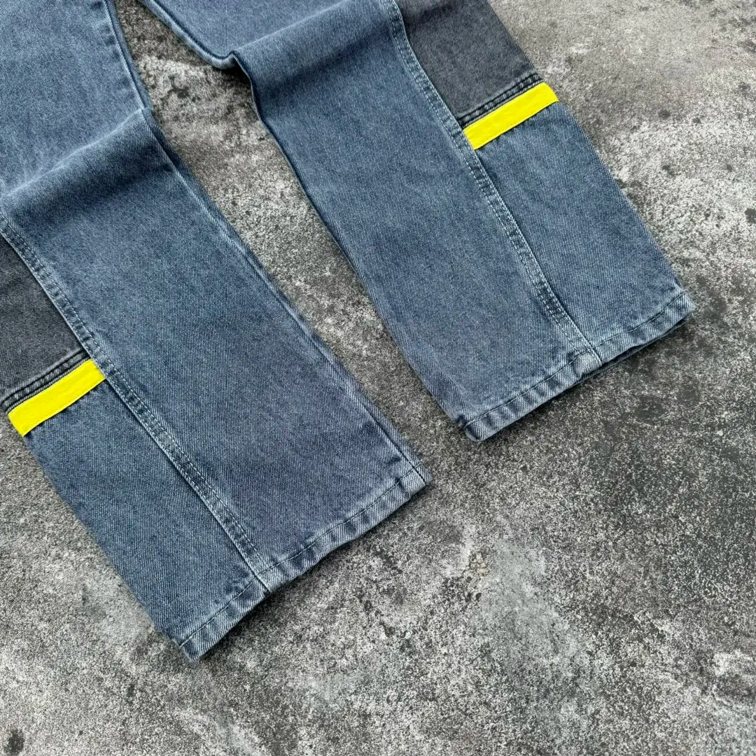 DREW HOUSE denim fabric is stitched with a special style of patchwork design jeans for men and women casual