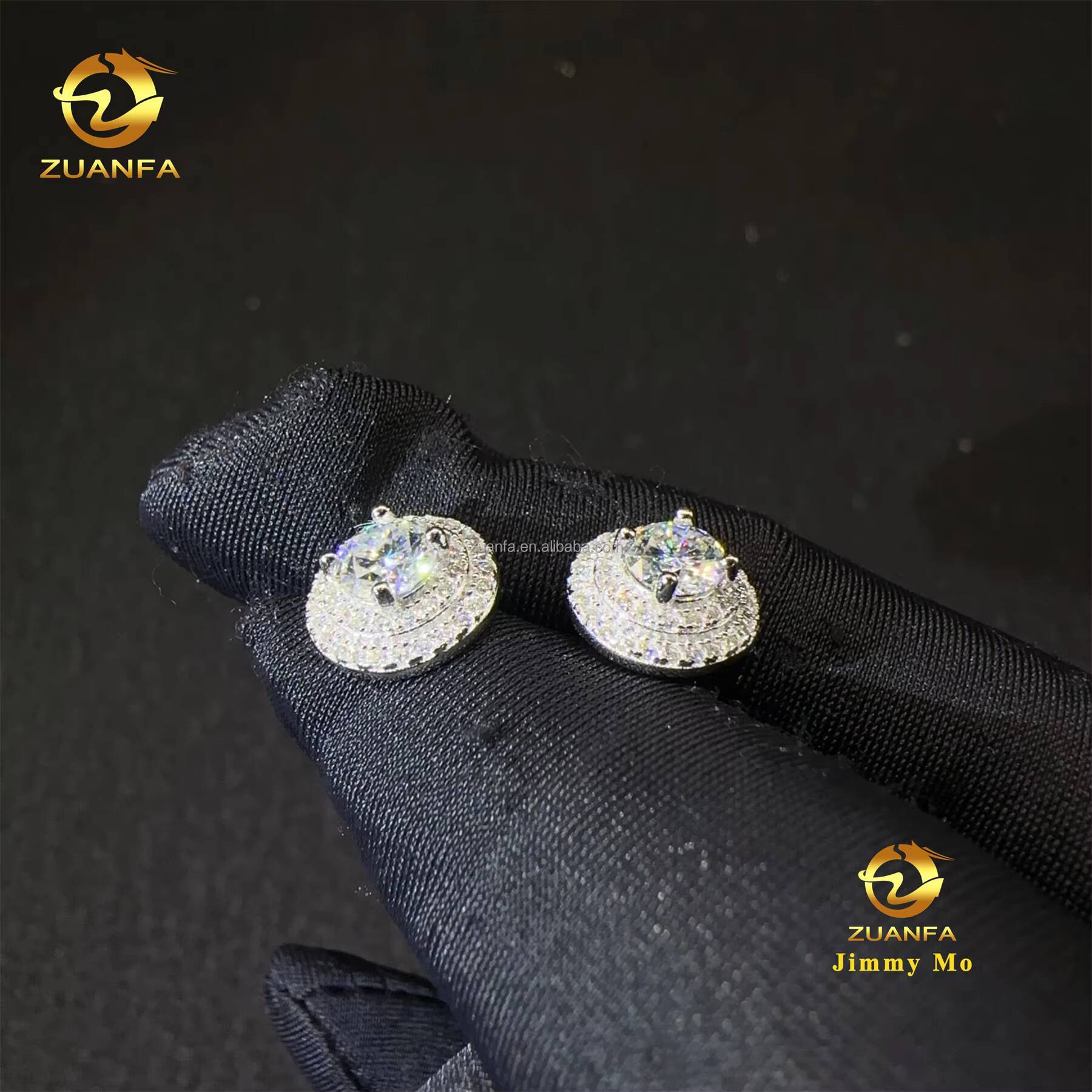 Fashion Popular Rapper Fire Jewelry Men Iced Out Hip Hop Sterling Silver 925 Screw Back Moissanite Diamond Stud Earrings Men