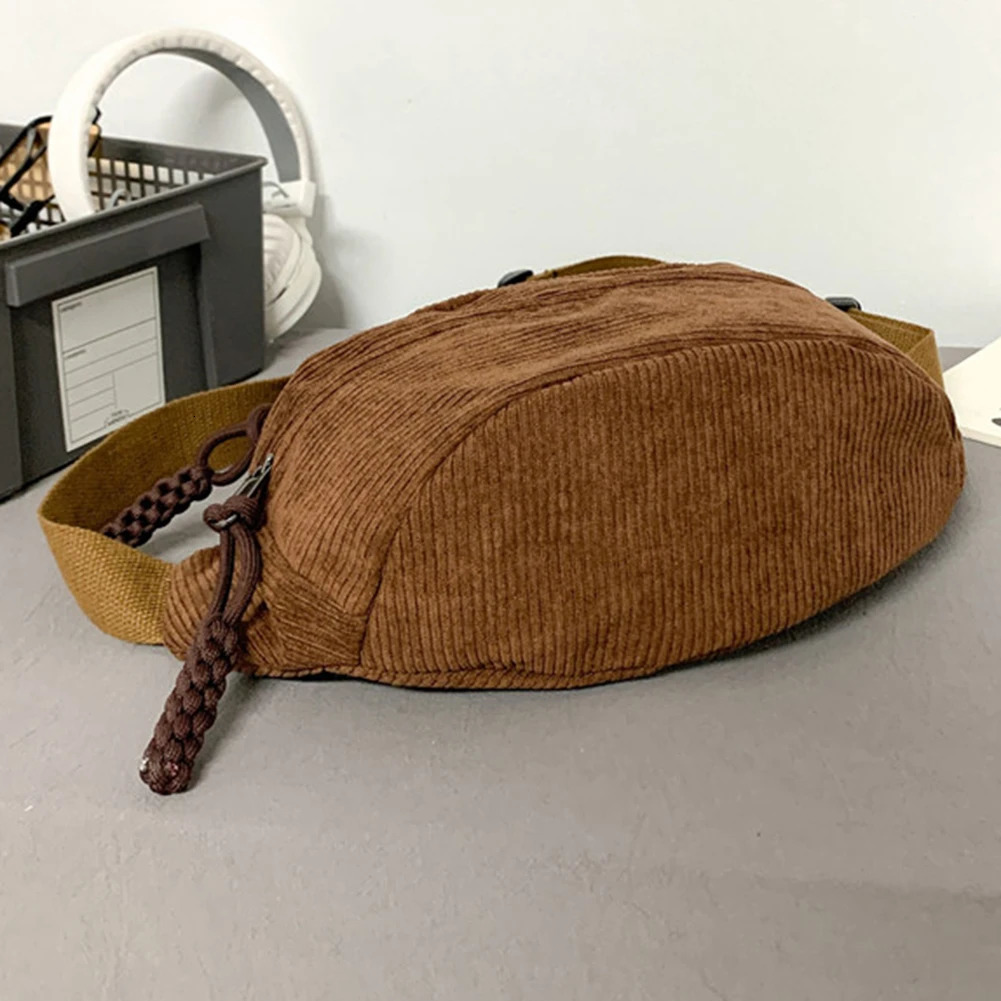 Women Stylish Hobo Bag Large Capacity Corduroy Chest Bag Solid Color Shoulder Bag Adjustable Strap Multifunction Commuting Bag 250731