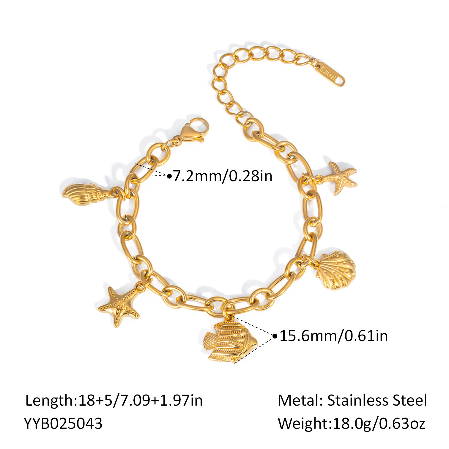 Summer New Ocean Bracelet Fashion Versatile Beach Vacation Style Personality Design Stainless Steel Jewelry for Women