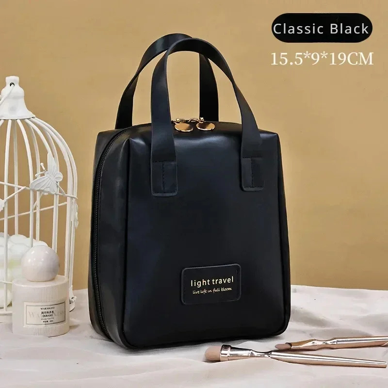 Large Capacity Travel Cosmetic Bag Portable Leather Toiletry Bag with Handle Organizer Multifunctional Waterproof Makeup Bag 250731