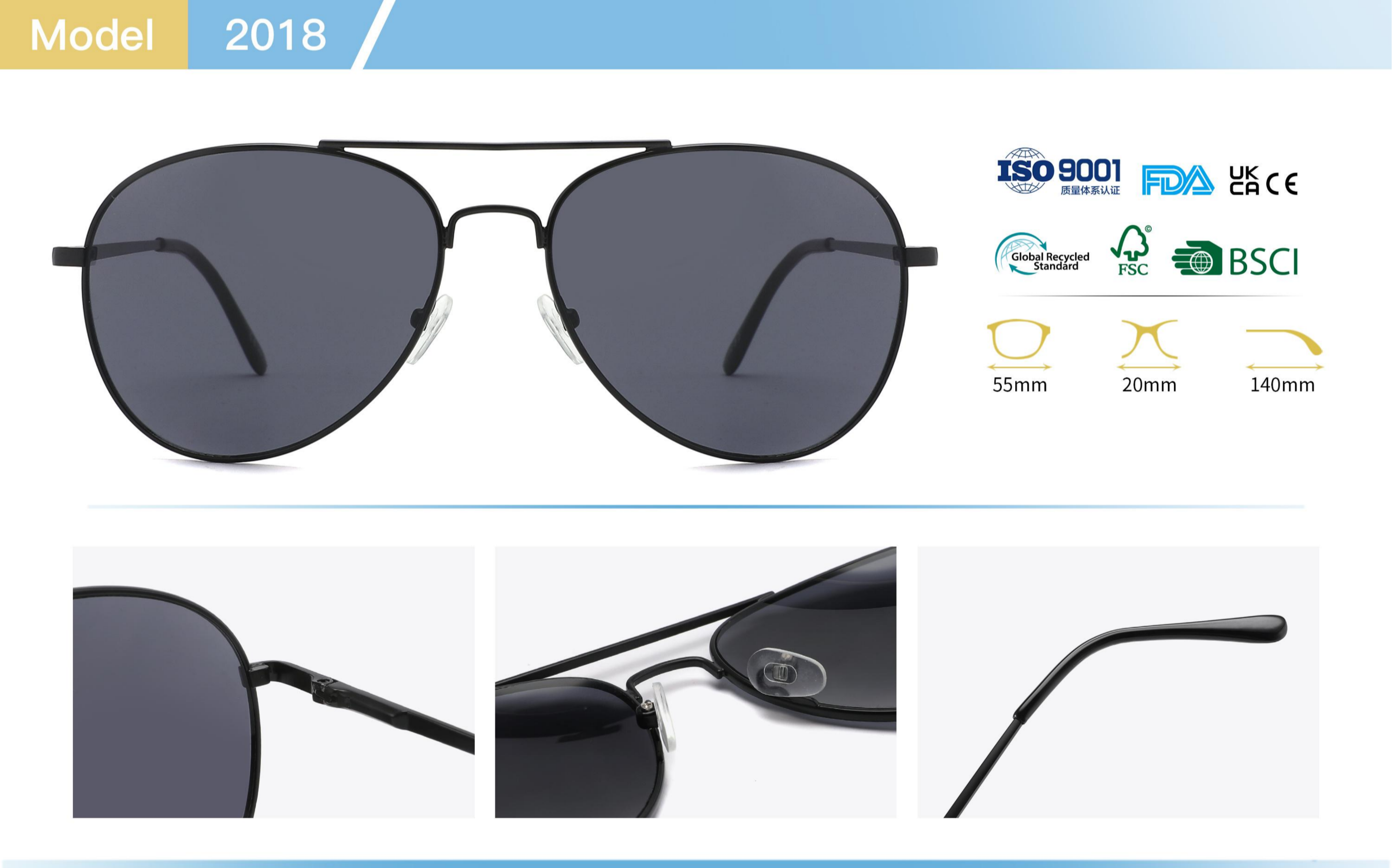 Designer sunglasses luxury glasses for women trendy men's Sunglasses UV400 anti-uv lenses High-grade acetate lightweight stylish Eco-friendly tre