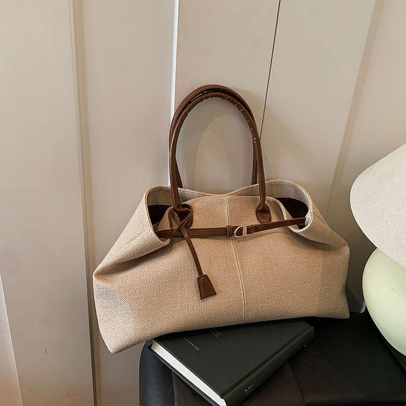 Casual Large Capacity Canvas for Women 2025 New Commuter Versatile Shoulder Underarm Color Block Handheld Tote Bag