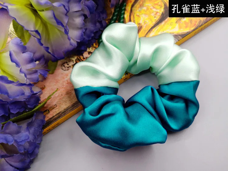 100% pure silk hair band Double color Scrunchies Women Fashion Elegant hair rope lady head flower 250730
