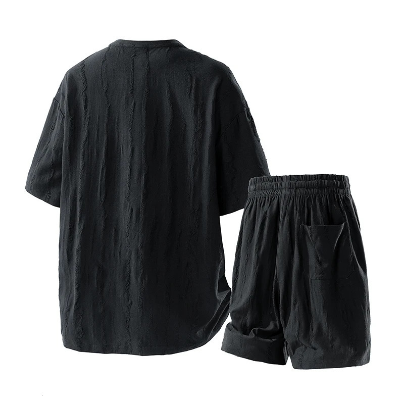 Big Size TShirt Shorts Suit Mens Summer Loose Large Casual Sports Tracksuit M8xl Mens Short Sleeve TwoPiece Sportswear Set 250724
