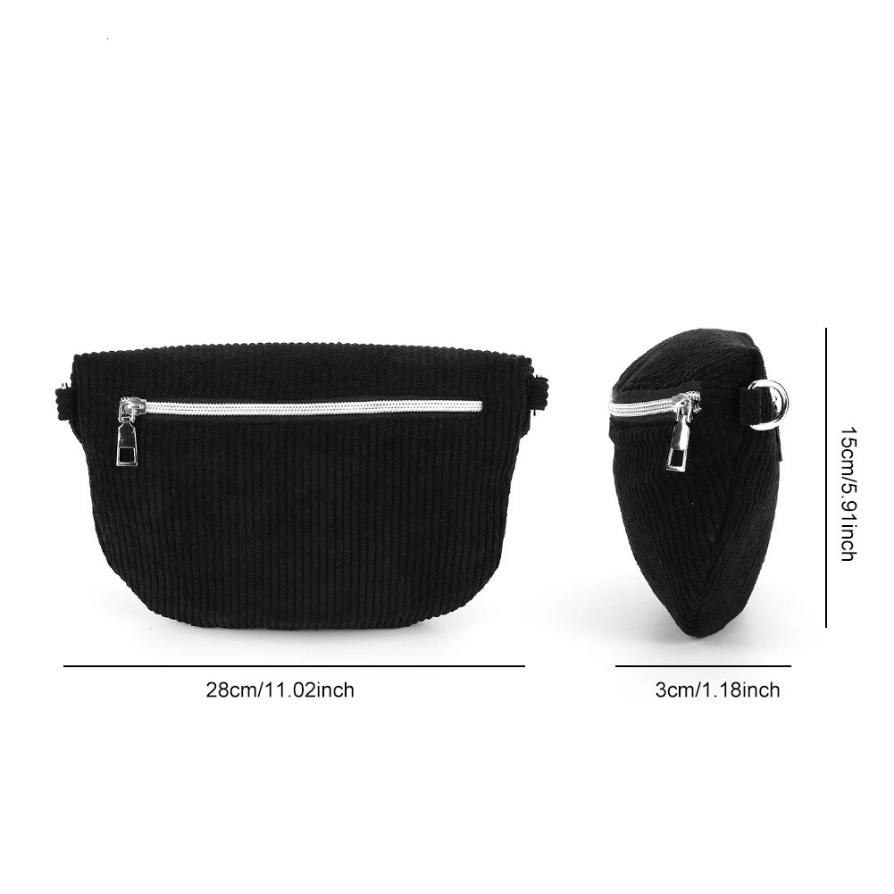 Crossbody Bag for Men Women with Adjustable Wide Strap Bum Bag Corduroy Solid Chest Bag Zipper Fanny Pack for Travel Workout 250731